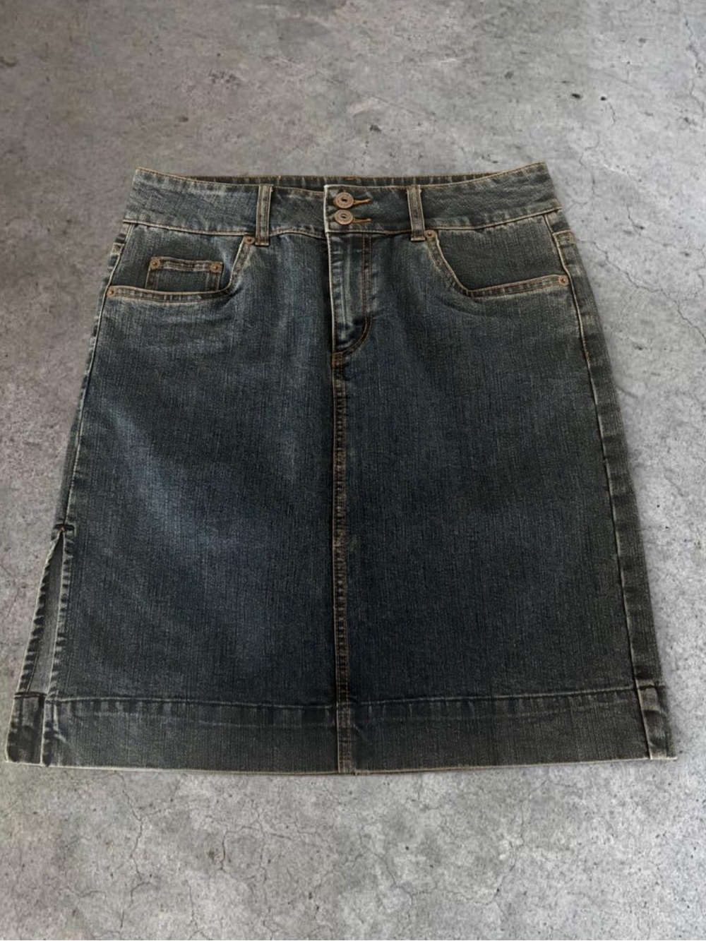 Classic Washed Black Denim Pencil Skirt - Women
